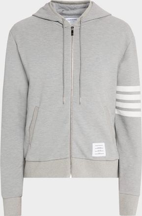 Thom Browne Mens 4 Bar Ottoman Zip Hoodie