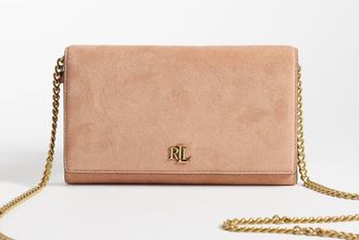 Ralph Lauren Borsa con catenina lunga in camoscio rosa