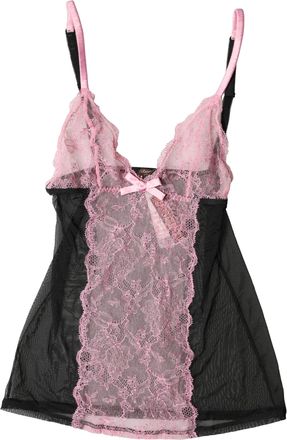 Roberto Cavalli Black Pink Floral Lace Lingerie Top Womens Underwear