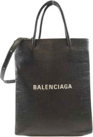 Balenciaga Pre-owned Tote Bags, female, Black, Size: ONE SIZE Pre-owned Large Shopping Bag Calf Shoulder Bag