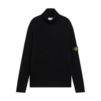 Stone Island Pullover met col - Heren - Coltruien - Zwart - S - Wol - Truien & Vesten