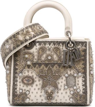 Dior Pre-owned Dior Medium Lambskin Embroidered and Beaded Lady D Lite 02-MA-1107
