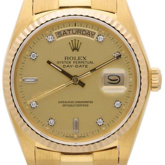 Rolex Pre-owned Rolex Rolex Day-Date Automatic Chronometer Diamond Champagne Dial Mens Watch 18038 CDP