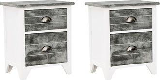 vidaXL Nightstand 2 pcs with 2 Drawers Grey and White Vidaxl