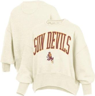 Pressbox Womens Pressbox Natural Arizona State Sun Devils Oversized Waist-Length Crewneck Sweatshirt at Nordstrom, Size X-Large