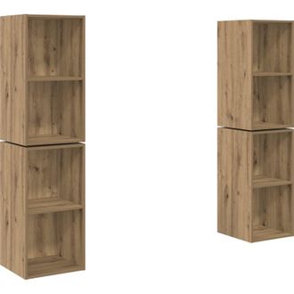 vidaXL Vidaxl - Mueble De Tv De Pared 4 Pcs Roble Artesanal 37 X 37 X 72 Cm
