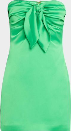 Ramy Brook Orion Strapless Tie-Front Satin Mini Dress