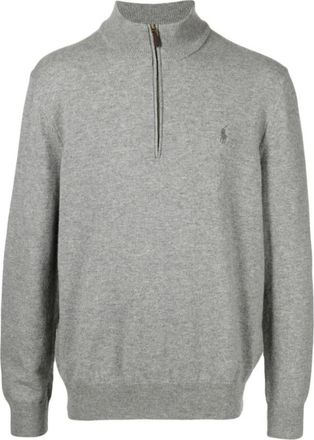 Polo Ralph Lauren Luxe Grijze Gebreide Kleding Aw 24 - Heren - Coltruien - Grijs - S - Wol - Truien & Vesten