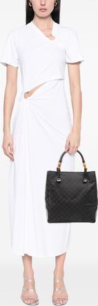 Gucci Pre-owned Womens Gg Canvas Bamboo Tote - Black Textile - One Size