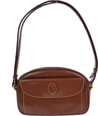 Cartier Cartier Vintage Must De Cartier Leather Burgundy Leather Handbag (Pre-Owned)