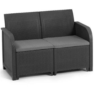 Keter Allibert By Keter Sanremo - Sof&aacute; De Jard&iacute;n - En Resina Efecto Rat&aacute;n Trenzado - Gris Grafito
