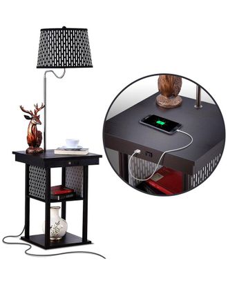 Brightech Brightech Madison Black Side Table & Lamp With Usb Port