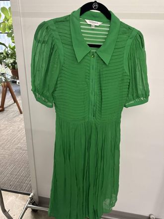 L.k. Bennett Womens Sheer Pleated Midi Dress In Green