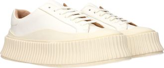 Jil Sander Womens White Leather Platform Sneakers