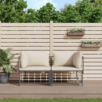 vidaXL Sof&aacute;s De Esquina Modulares Con Cojines 2 Uds Rat&aacute;n Sint&eacute;tico Vidaxl