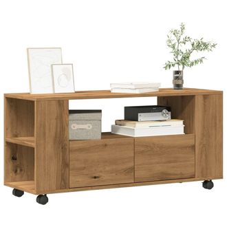 Berkfield Home TV Cabinet with Wheels Artisan Oak 102x34.5x43 cm Engineered Wood in Brown