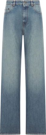 Miu Miu Regular jeans met geborduurd logo - Blauw