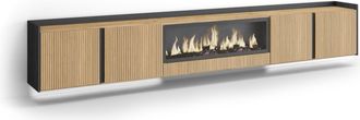 Skraut Home Skraut Home - Mueble Tv, Televisi&oacute;n, Muebles De Sal&oacute;n, Almacenaje, 315x35x50cm, Para Tv Hasta 80, Chimenea El&eacute;ctrica Xxl, Colgado, Suspendido, Led, Es
