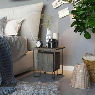 Dmora Dmora - Mesa De Noche Serosin, C&oacute;moda Baja, Mesilla De Noche, Estante De La Cama, 40x40 H45 Cm, Marr&oacute;n