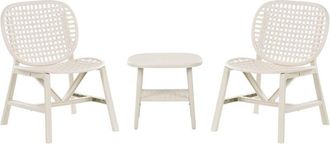 Beliani Beliani - Outdoor Garden Bar Bistro Set Table and Low Chairs Synthetic Material Off-White Sicelle