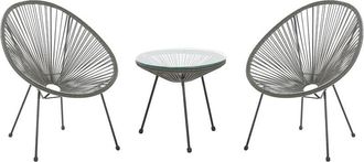Beliani Beliani - Modern Garden Bistro Set Table and Chairs 3 Piece Dark Grey Acapulco ii