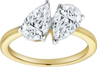 LuvMyJewelry Twin Flames 14K Gold Pear Cut Lab Grown Diamond Toi et Moi Ring - 2 ct in 14K Yellow Gold at Nordstrom, Size 5