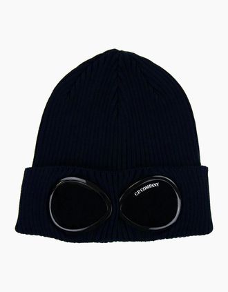 C.P. Company Mens Cp Company Cotton Goggle Beanie Navy 888 - Black - Size: OS