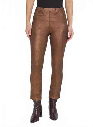 Lyss&eacute; Melina Coated Straight Denim Jeans In Metallic Copper