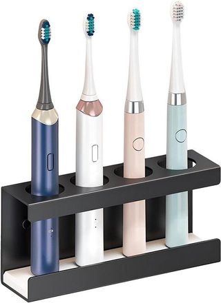 OEM Soporte Dientes, Cepillos Dientes El&eacute;ctricos, Drenaje R&aacute;pido, Acero Inoxidable, Cepillos Dientes El&eacute;ctricos, Universal, 21,5 X 9,5 X 6 Cm, Negro
