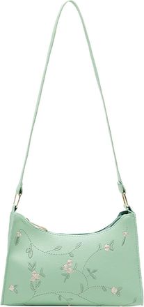 Generic Fashion Women Artificial Leather Embroidery Underarm Bag Phone Bag Shoulder Bag Messenger Bag Handbags for Women Shoulder Bags (Green, One Size)
