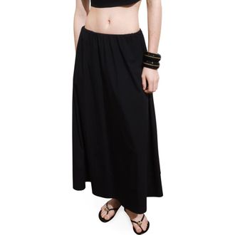 Mango Flared Cotton Midi Skirt in Black at Nordstrom, Size Large