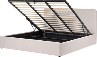 Beliani Ottoman Bed Fabric ARBOIS 180 x 200 cm (EU Super King) Beige