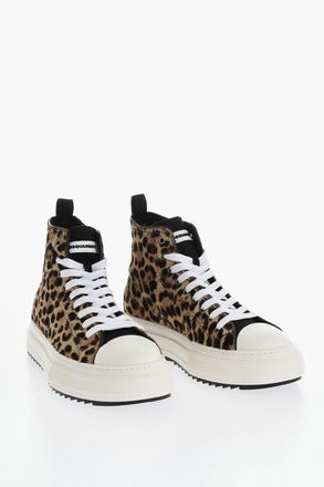 Dsquared2 Calf-Hair Low-Top Sneakers with Animalier Pattern Dsquared2