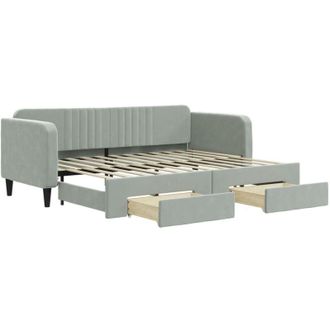 vidaXL Sof&aacute; Cama Nido Con Cajones Terciopelo Gris Claro 80x200 Cm Vidaxl