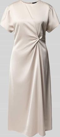 Comma Midikleid aus Viskose-Mix mit Knotendetail in Beige, Größe 34