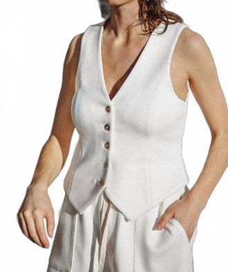 Flying Tomato Ponti Knit Vest In Off-White