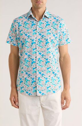 Rodd & Gunn Gap Road Sport Fit Short Sleeve Cotton Button-Up Shirt in Sky Blue at Nordstrom Rack, Size Xx-Large