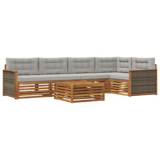 vidaXL Conjunto De Sof&aacute;s De Exterior 6 Pcs Natural Y Gris Claro Vidaxl