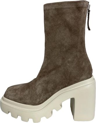 Vic Mati&eacute; Enkellaarsjes - Dames - Laarzen met Hak - Grijs - 38 EU - Leer - Schoenen