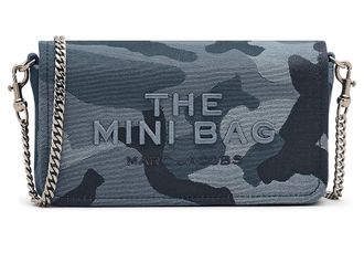 Marc Jacobs The Camo Jacquard Chain Mini Bag Cross Body Womens Handbags Blue, Cotton/Polyester