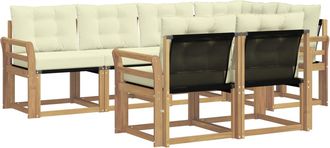 vidaXL Conjunto De Sof&aacute;s De Exterior 7 Uds. Blanco Y Crema Vidaxl