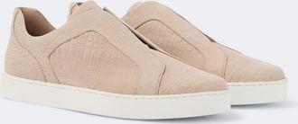 Manolo Blahnik Agilio croc-effect leather slip-on sneakers
