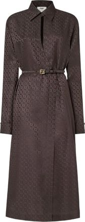 Fendi ff jacquard belted dress - Brown