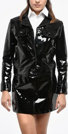 Celine Patent Jacket with Logo Buttons Celine