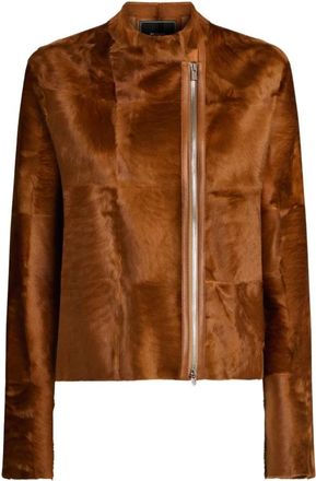 Kiton Tailored Lamsvacht Jas - Dames - Leren en Su&egrave;de Jassen - Bruin - S - Leer - Jassen