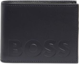 BOSS Laslo Debossed Logo Leather Wallet in Navy at Nordstrom Rack