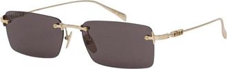 Gucci Rechthoekige Zonnebril - Heren - Accessoires - Geel - Maat: 56 MM