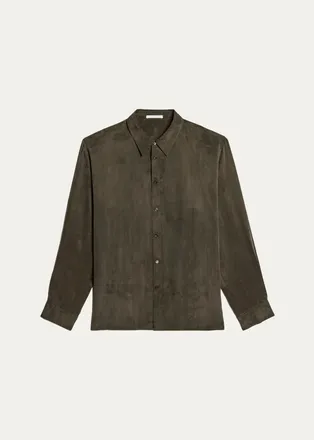 Helmut Lang Mens Fluid Lyocell and Viscose Button-Down Shirt