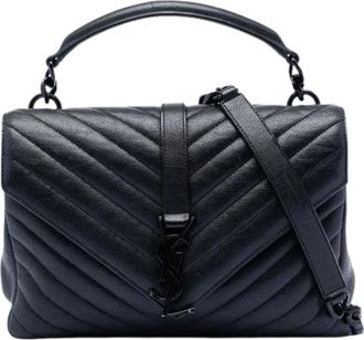 Saint Laurent Pre-owned Handbags, female, Black, Size: ONE SIZE Pre-owned The College Satchel