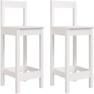 vidaXL Vidaxl - Bar Chairs 2 pcs White 40x41.5x112 cm Solid Wood Pine